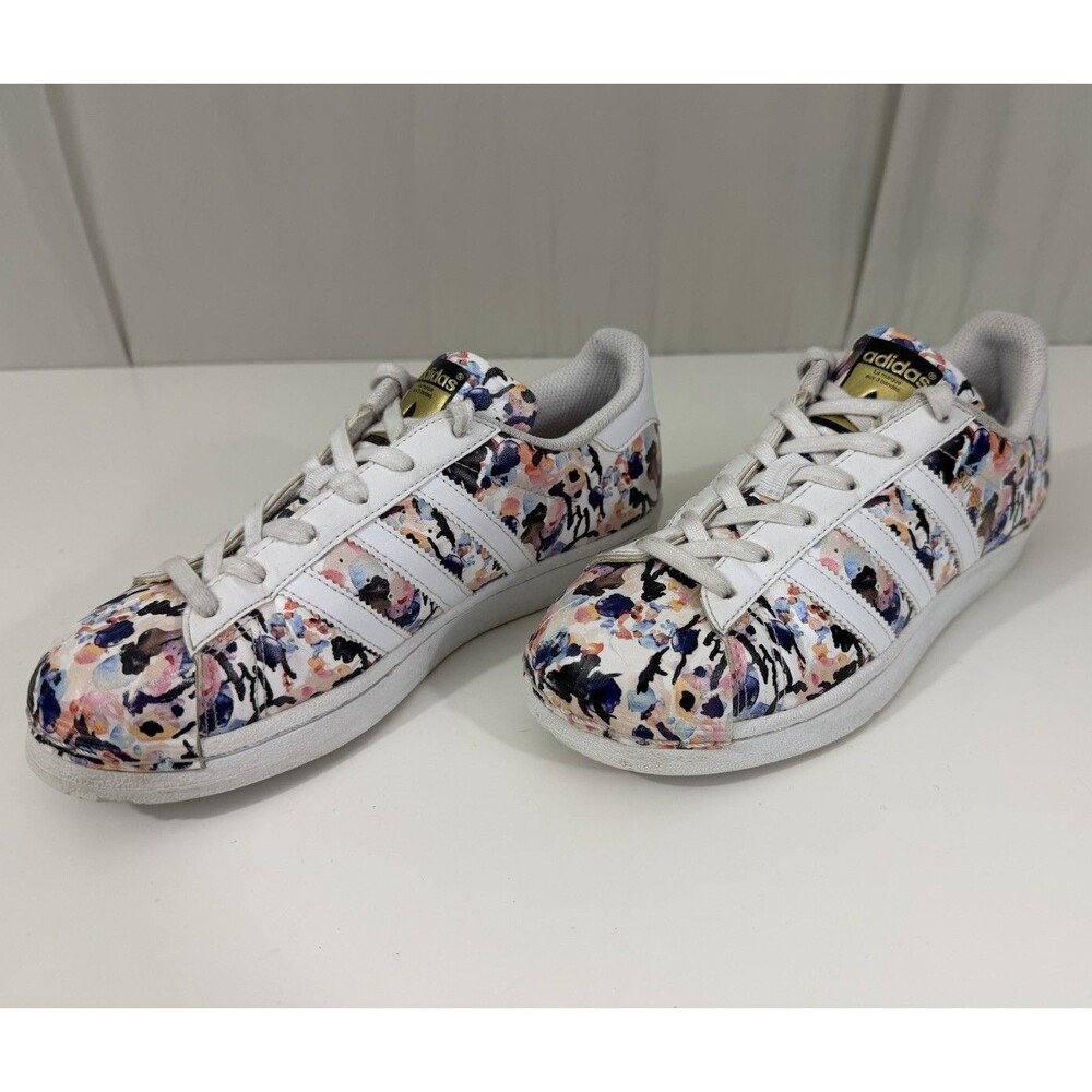 Adidas Superstar J Floral Size 5 BB0351 Streetwear Cute Watercolor Flowers White